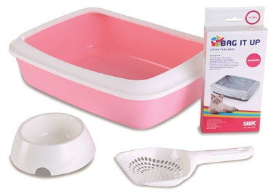 Savic Kitten Kattenbak Iriz Startset Roze / Wit | Petzi online dierenwinkel