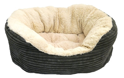 Rosewood Hondenmand Ovaal Jumbo Cord Pluche Grijs / Creme | Petzi online dierenwinkel