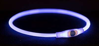 Trixie Lichtgevende Halsband Usb Flash Light Oplaadbaar Tpu Blauw | Petzi online dierenwinkel