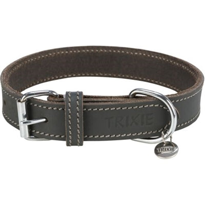 Trixie Halsband Hond Rustic Vetleer Grijs | Petzi online dierenwinkel