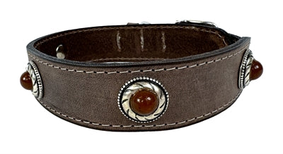 Sazzz Halsband Hond Boho Treasure Stone Vintage Leer Bruin | Petzi online dierenwinkel